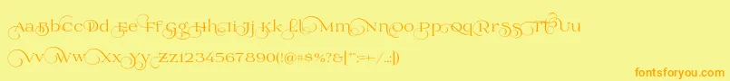 Fonte Prida02calt – fontes laranjas em um fundo amarelo