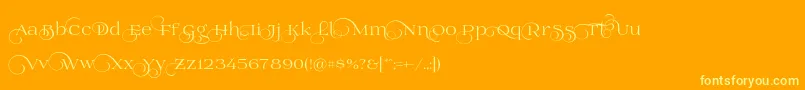 Prida02calt Font – Yellow Fonts on Orange Background