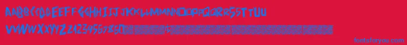 Doctorscratch-Schriftart – Blaue Schriften auf rotem Hintergrund