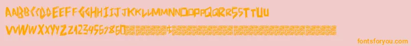 Doctorscratch-Schriftart – Orangefarbene Schriften auf rosa Hintergrund