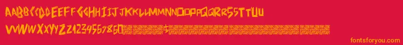 フォントDoctorscratch – 赤い背景にオレンジの文字