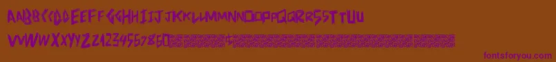 Czcionka Doctorscratch – fioletowe czcionki na brązowym tle