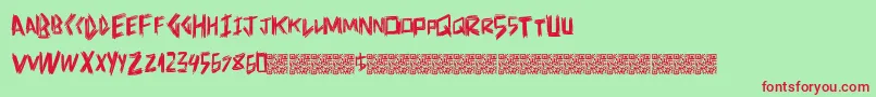 フォントDoctorscratch – 赤い文字の緑の背景