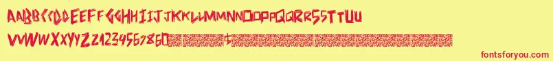 フォントDoctorscratch – 赤い文字の黄色い背景