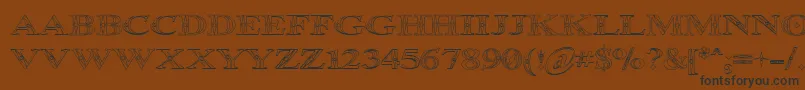 Weitere Informationen zur OccoluchiOutline-Schriftart OccoluchiOutline-Schriftart – Schwarze Schriften auf braunem Hintergrund