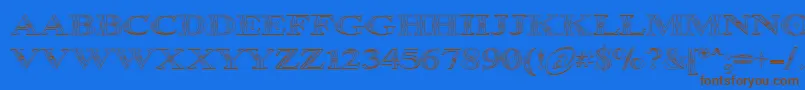 OccoluchiOutline-Schriftart – Braune Schriften auf blauem Hintergrund