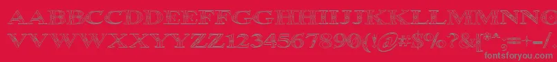 Fonte OccoluchiOutline – fontes cinzas em um fundo vermelho