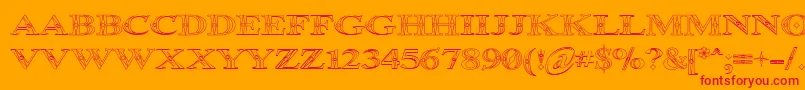 Fonte OccoluchiOutline – fontes vermelhas em um fundo laranja