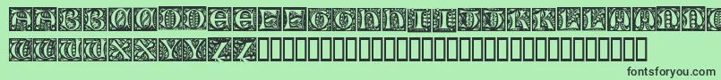 Fonte NouveauDropCaps – fontes pretas em um fundo verde