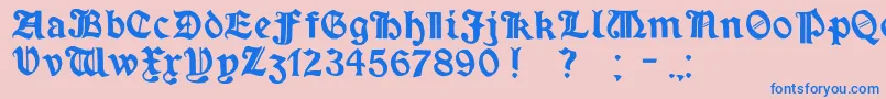 Minim-Schriftart – Blaue Schriften auf rosa Hintergrund