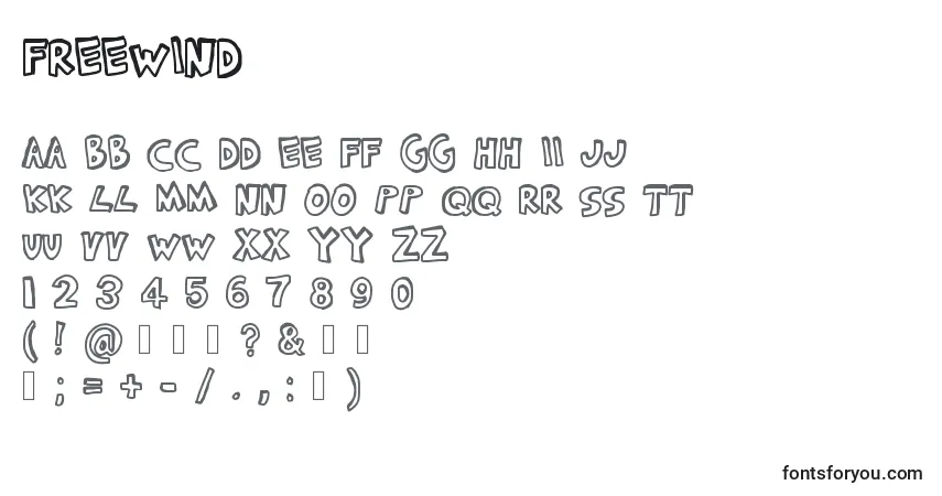 Schriftart Freewind – Alphabet, Zahlen, spezielle Symbole