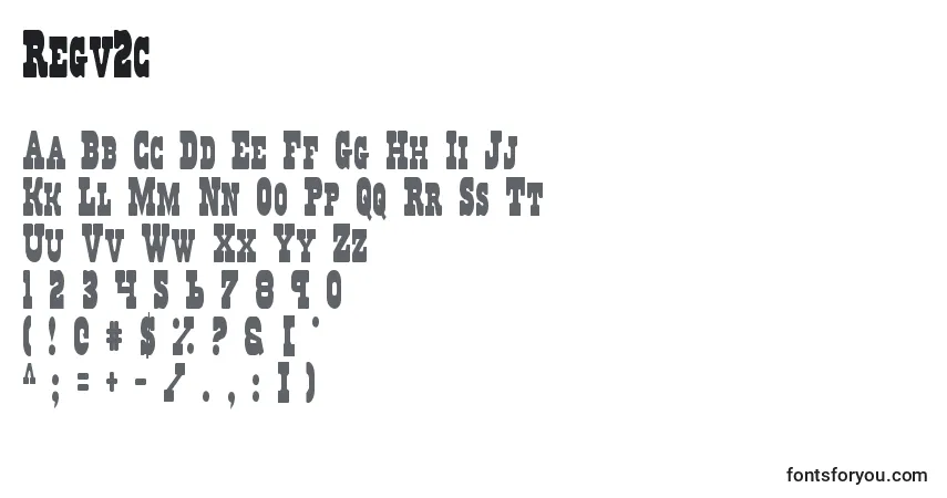 A fonte Regv2c – alfabeto, números, caracteres especiais