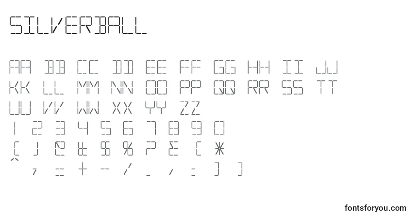 Шрифт Silverball – алфавит, цифры, специальные символы
