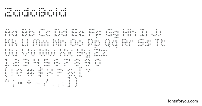 Шрифт ZadoBold – алфавит, цифры, специальные символы