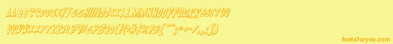 Cyrus3Dital-Schriftart – Orangefarbene Schriften auf gelbem Hintergrund