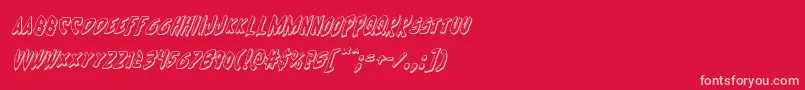 Cyrus3Dital-fontti – vaaleanpunaiset fontit punaisella taustalla