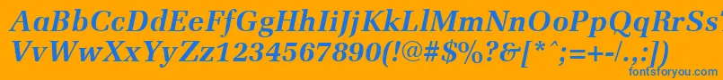 MemoirBoldItalic-Schriftart – Blaue Schriften auf orangefarbenem Hintergrund