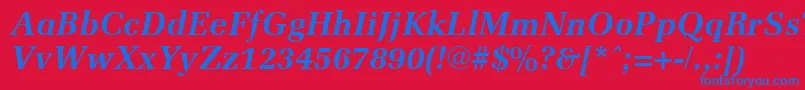 Fonte MemoirBoldItalic – fontes azuis em um fundo vermelho