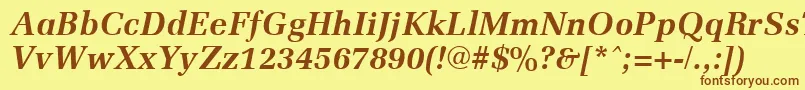フォントMemoirBoldItalic – 茶色の文字が黄色の背景にあります。