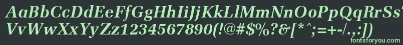 MemoirBoldItalic Font – Green Fonts on Black Background