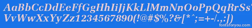MemoirBoldItalic-fontti – vaaleanpunaiset fontit sinisellä taustalla