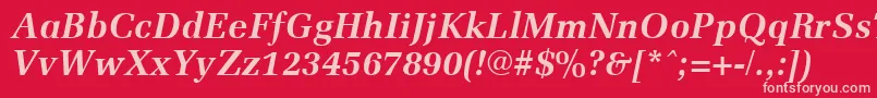 MemoirBoldItalic-Schriftart – Rosa Schriften auf rotem Hintergrund