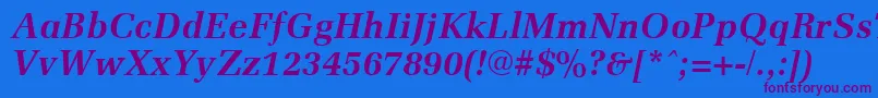 MemoirBoldItalic-Schriftart – Violette Schriften auf blauem Hintergrund