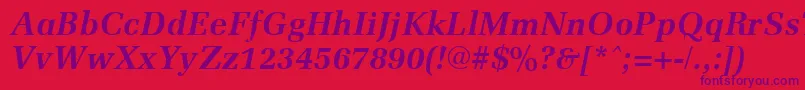 MemoirBoldItalic-fontti – violetit fontit punaisella taustalla
