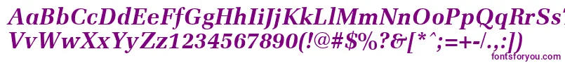 Czcionka MemoirBoldItalic – fioletowe czcionki na białym tle