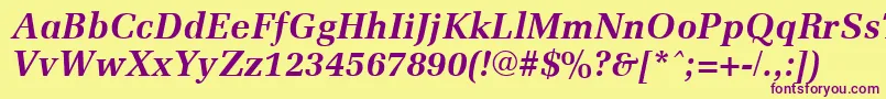 MemoirBoldItalic-fontti – violetit fontit keltaisella taustalla
