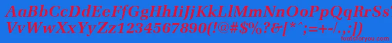 MemoirBoldItalic Font – Red Fonts on Blue Background