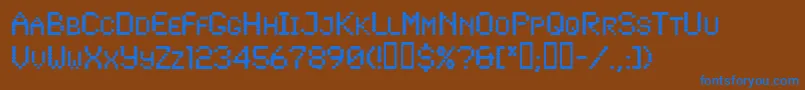 Lowtech Font – Blue Fonts on Brown Background
