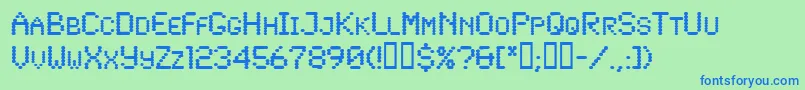 Lowtech Font – Blue Fonts on Green Background