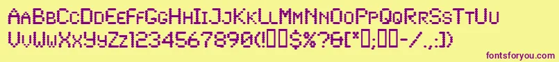 Lowtech Font – Purple Fonts on Yellow Background