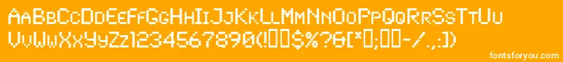 Lowtech-Schriftart – Weiße Schriften auf orangefarbenem Hintergrund