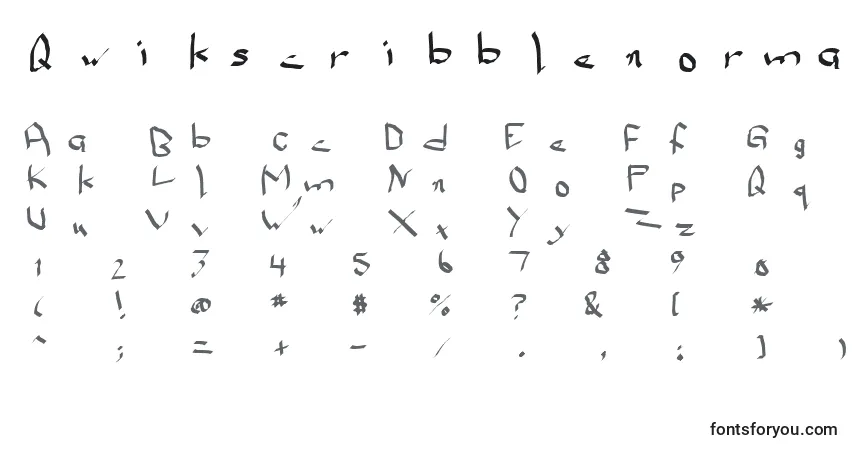 Czcionka Qwikscribblenormal – alfabet, cyfry, specjalne znaki