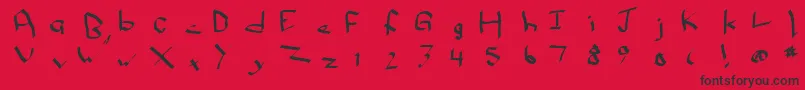 Qwikscribblenormal-Schriftart – Schwarze Schriften auf rotem Hintergrund