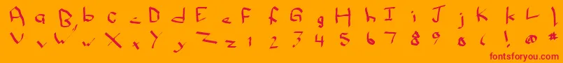 Qwikscribblenormal-Schriftart – Rote Schriften auf orangefarbenem Hintergrund