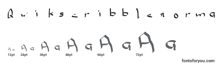 Размеры шрифта Qwikscribblenormal