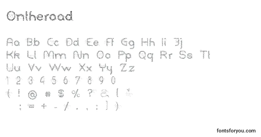 A fonte Ontheroad – alfabeto, números, caracteres especiais