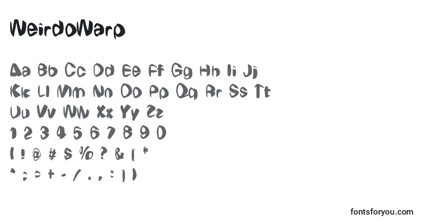 Czcionka WeirdoWarp – alfabet, cyfry, specjalne znaki