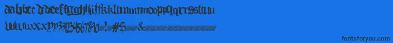 Thuglovedt-Schriftart – Schwarze Schriften auf blauem Hintergrund