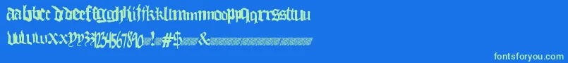 Thuglovedt-Schriftart – Grüne Schriften auf blauem Hintergrund