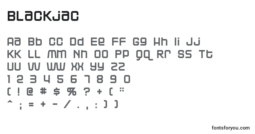 Schriftart Blackjac – Alphabet, Zahlen, spezielle Symbole