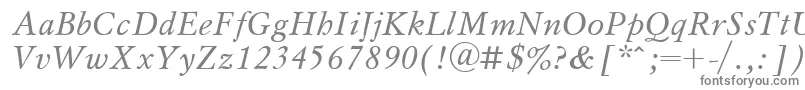 UkrainianmyslItalic-fontti – harmaat kirjasimet valkoisella taustalla