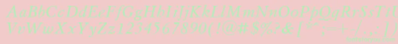 UkrainianmyslItalic Font – Green Fonts on Pink Background