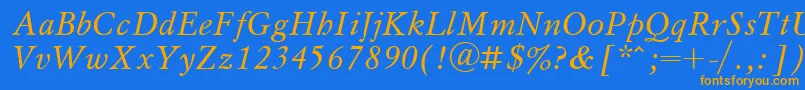 Fonte UkrainianmyslItalic – fontes laranjas em um fundo azul