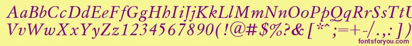 UkrainianmyslItalic Font – Purple Fonts on Yellow Background