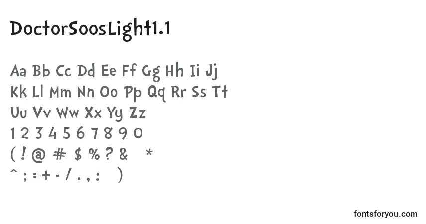Czcionka DoctorSoosLight1.1 – alfabet, cyfry, specjalne znaki