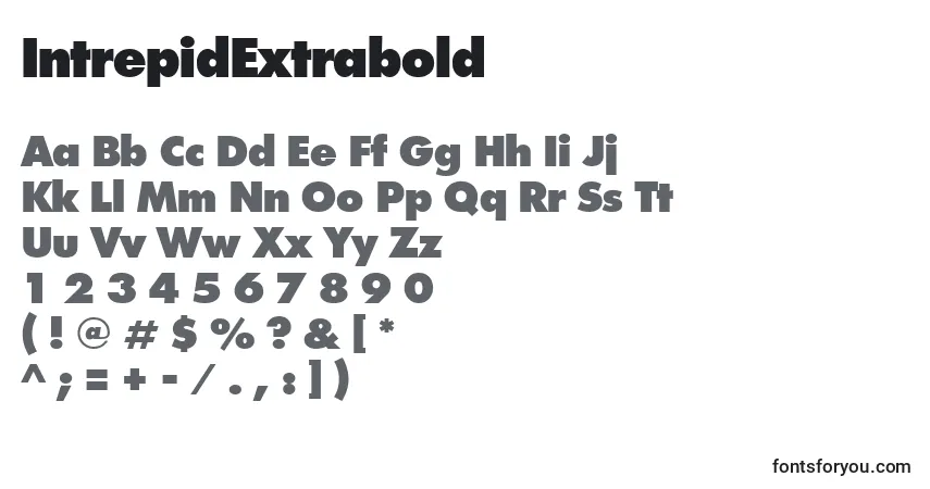characters of intrepidextrabold font, letter of intrepidextrabold font, alphabet of  intrepidextrabold font